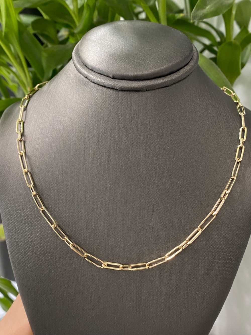14K Yellow Gold Mix Link Paperclip Necklace